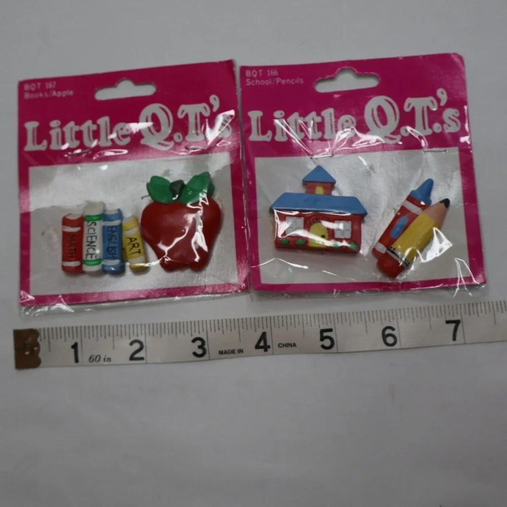 Vintage WANG'S Little Q.T.'s Craft Button Covers Magnets NOS Lot‎ School Themed